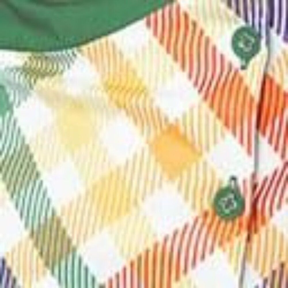 Unique Vintage Smak Parlour 1970s Green & Rainbow Gingham Mini Shirt Dress XS - Picture 5 of 11